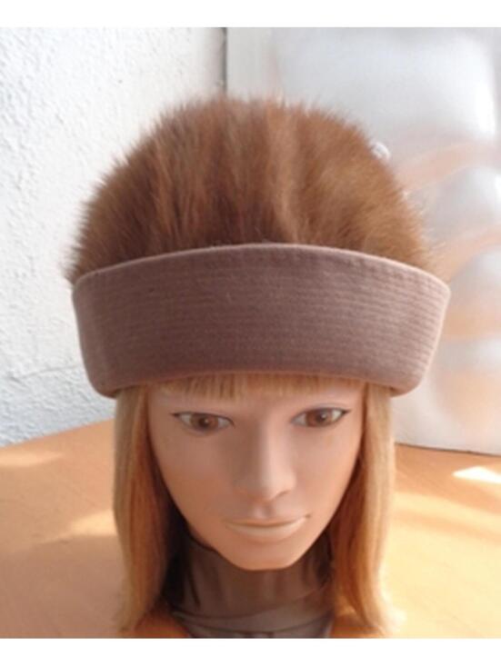 Accessories - EXCELLENT CANADIAN PASTEL MINK FUR HAT CAP W/ FUR FLET BRIM WOMEN WOMAN SIZE ALL